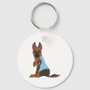 I Love Dad - Dog Heart Tattoo Belgian Malinois She Keychain