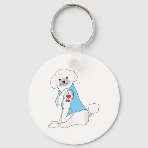 I Love Dad - Dog Heart Tattoo Poodle _1 Keychain