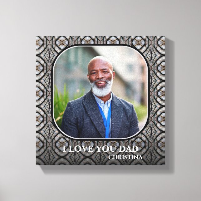 I Love Dad Fathers Day Grandpa Photo Personalize  Canvas Print (Front)