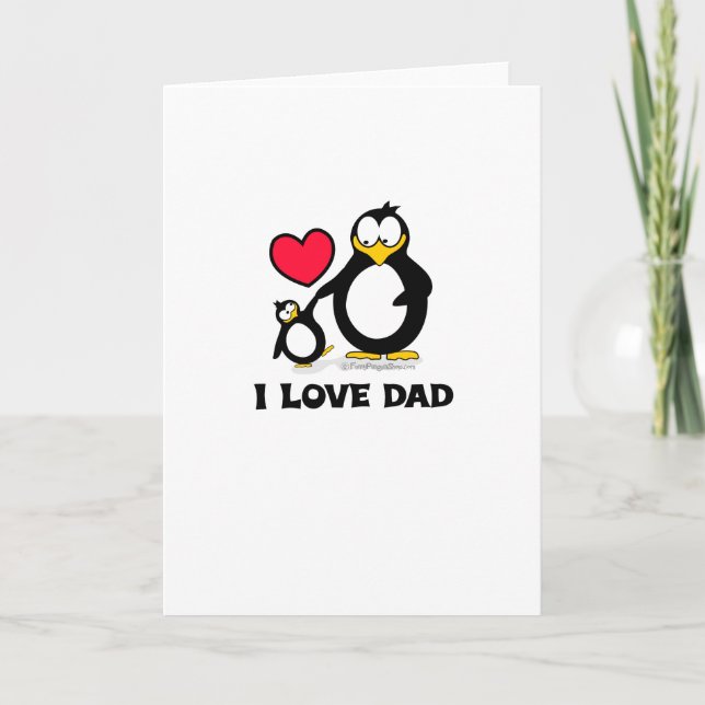 I Love Dad Penguin Heart Card (Front)