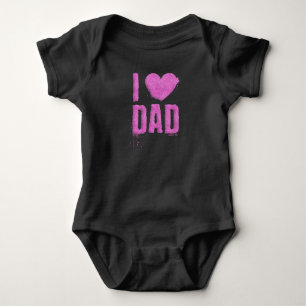 I Love Dad Pink Glitter Typography Bodysuit