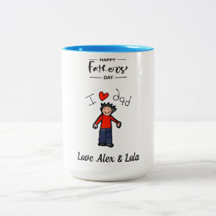 "I Love Dad" tasse avec le nom de l'enfant.