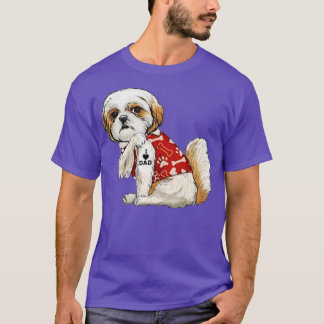 I Love Dad Tattoo Shih Tzu Dad Funny Fathers Day G T-Shirt