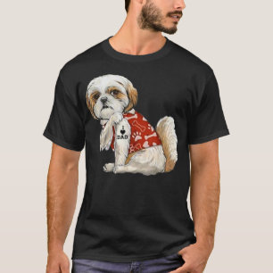 I Love Dad Tattoo Shih Tzu Dad Funny Father's Day  T-Shirt