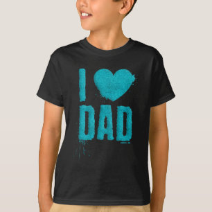 I Love Dad Teal Glitter Typography Shirt