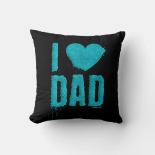 I Love Dad Teal Glitter Typography   Throw Pillow