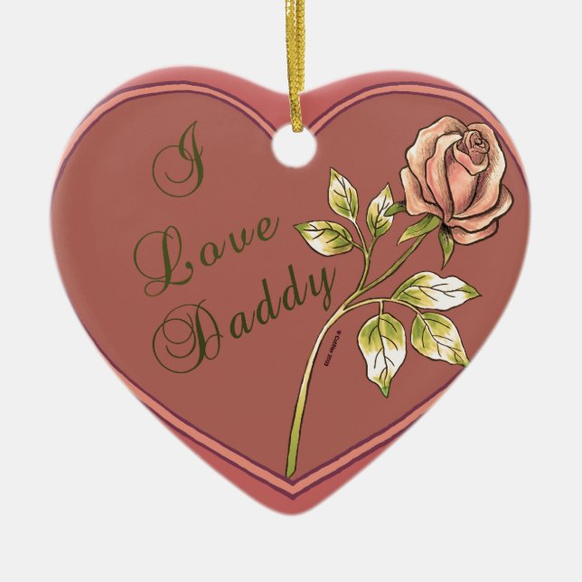 I Love Daddy Heart  Ceramic Ornament (Front)