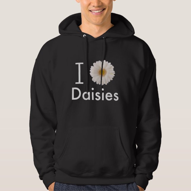 I Love Daisies Gerber Daisy White Flower Hoodie (Front)