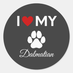 I love Dalmatian dog custom text Classic Round Sticker