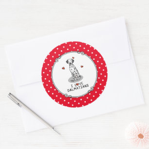 I Love Dalmatians (black 1) Hearts Cute Classic Round Sticker