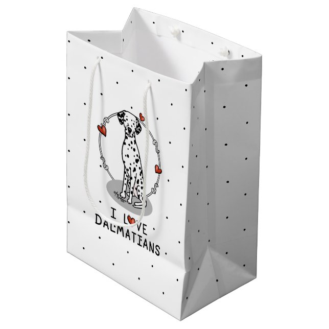 I Love Dalmatians (black 1) Hearts Cute Medium Gift Bag (Front Angled)