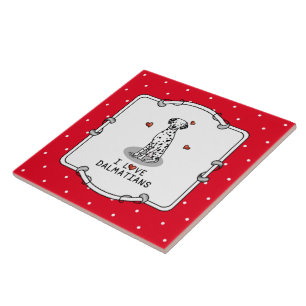 I Love Dalmatians (black 1) Hearts Fun Tile