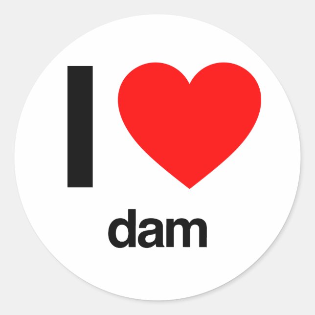 i love dam classic round sticker (Front)