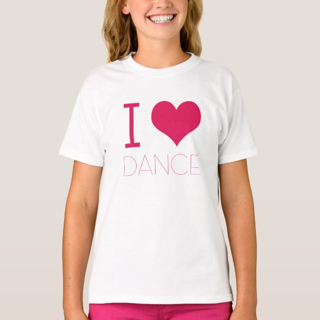 "I Love Dance" Dance Practice Wear T-Shirt (Front)