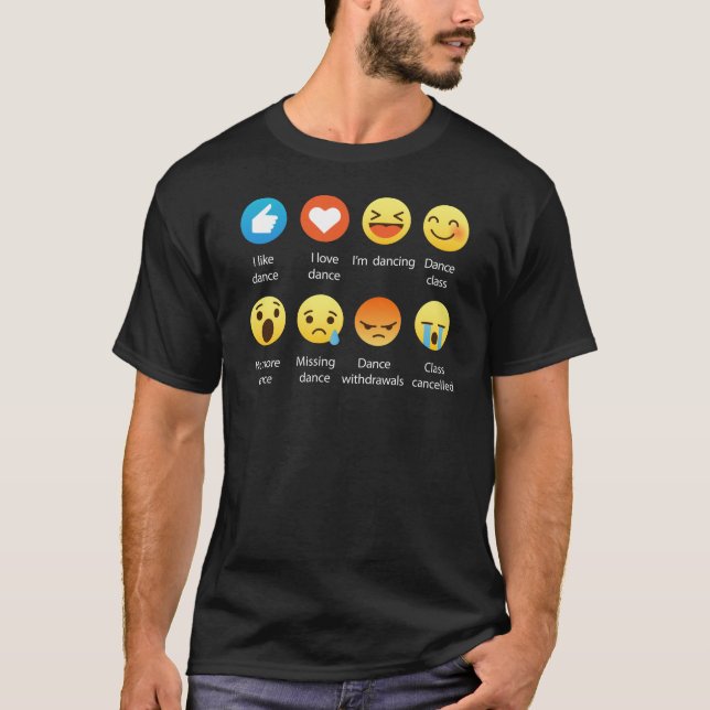I Love Dance Emoticon (emoji) funny Social Icons T-Shirt (Front)
