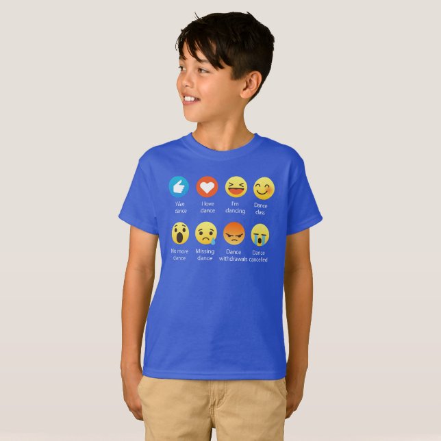I Love DANCE Emoticon (emoji) (White Font) T-Shirt (Front Full)