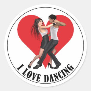 I Love Dancing ~ Argentine Tango II Classic Round Sticker