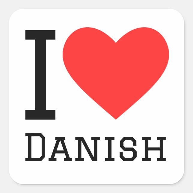 I love Danish  Square Sticker (Front)