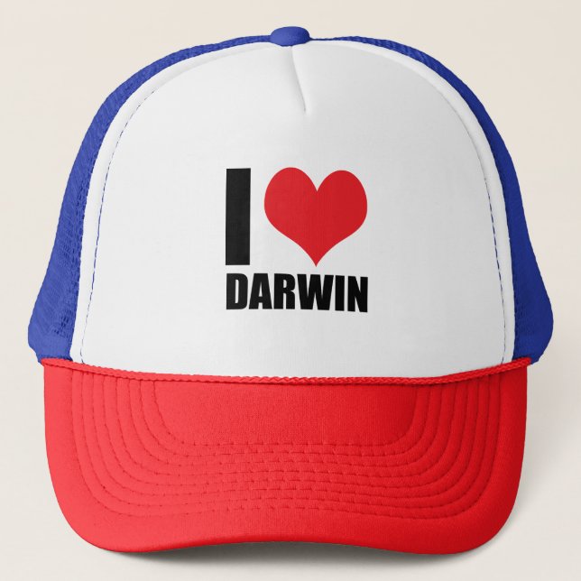 I love Darwin Trucker Hat (Front)