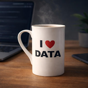 I Love Data Bone China Mug Geek Coffee Cup