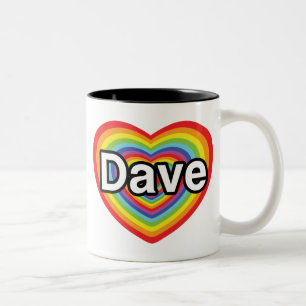 I love Dave: rainbow heart Two-Tone Coffee Mug