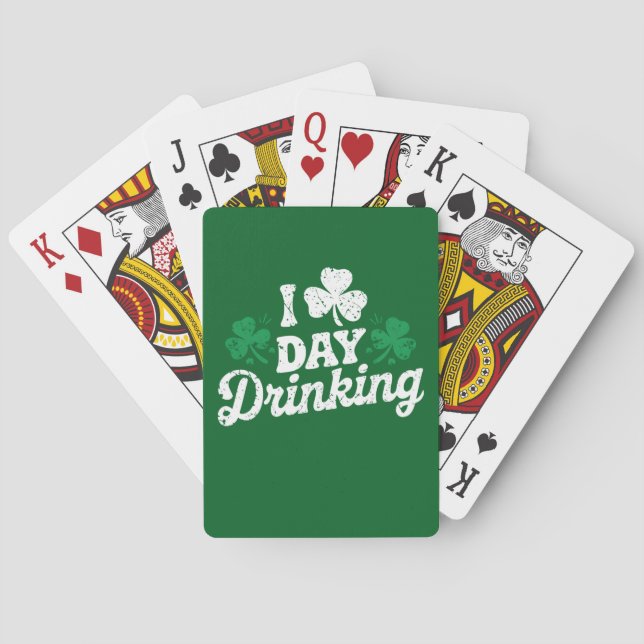 I Love Day Drinking Funny St Patrick's Day Irish Playing Cards (Back)