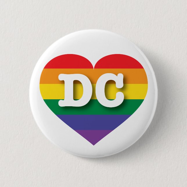 I Love DC Rainbow Heart 2 Inch Round Button (Front)