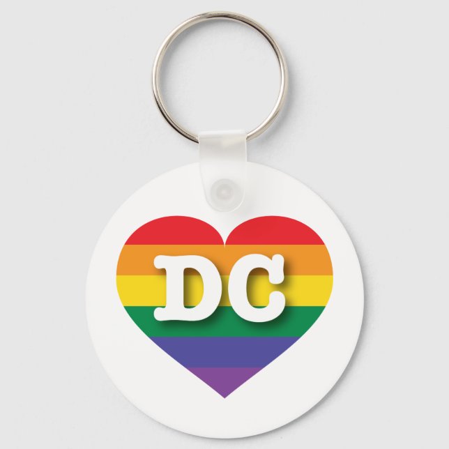 I Love DC Rainbow Heart Keychain (Front)