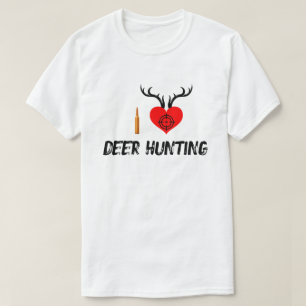 I Love Deer Hunting - Heart Target Bullet Graphiic T-Shirt