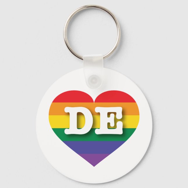 I Love Delaware Rainbow Heart Keychain (Front)
