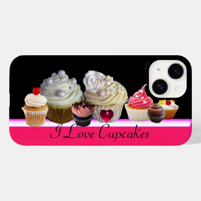 I LOVE DELICIOUS CUPCAKES Pink,Fuchsia White Case-Mate iPhone Case (Back (Horizontal))