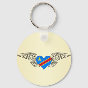 I Love Democratic Republic of Congo -wings Keychain