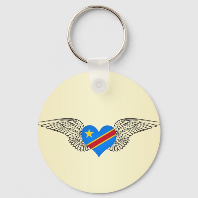 I Love Democratic Republic of Congo -wings Keychain (Front)