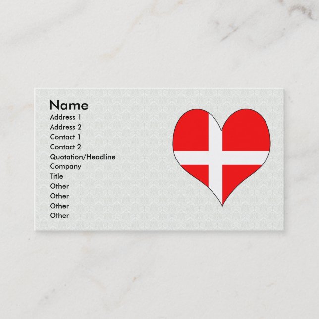 I Love Denmark Business Card (Front)
