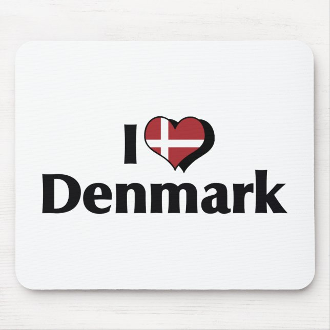 I Love Denmark Flag Mouse Pad (Front)