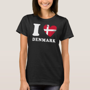 I Love Denmark  Heart Flag Denmark T-Shirt