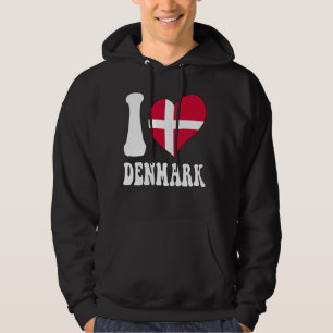 I Love Denmark Proud To Be Danish Denmark Flag Hea Hoodie