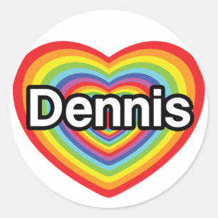 I love Dennis: rainbow heart Classic Round Sticker
