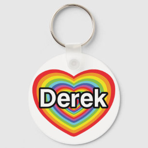 I love Derek: rainbow heart Keychain