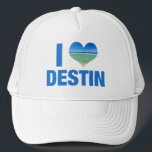 I Love Destin Florida Beach Trucker Hat<br><div class="desc">I love Destin Florida hat with a cute heart shaped photo of the ocean seaside. Beautiful coastal waters make me happy on summer vacation. A cute keepsake cap.</div>