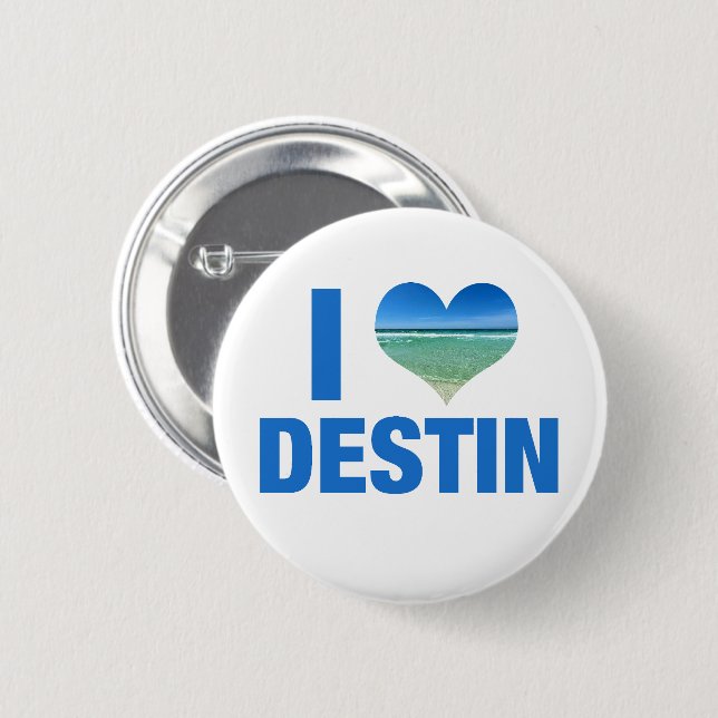 I Love Destin Florida Cute Beach 2 Inch Round Button (Front & Back)