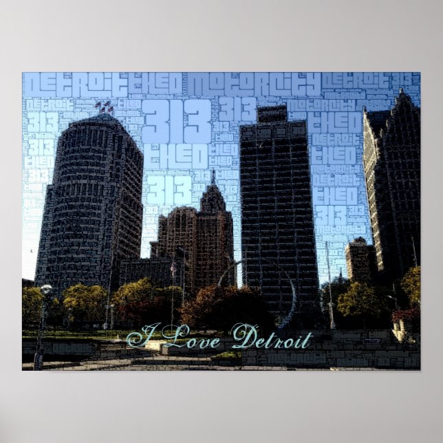 I love Detroit Poster - centre-ville de Hart Plaza (Devant)