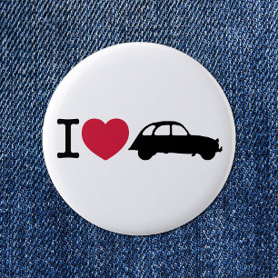 I love Deux Chevaux Old Timer Car 2 Inch Round Button