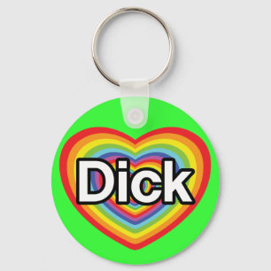 I love Dick: rainbow heart Keychain