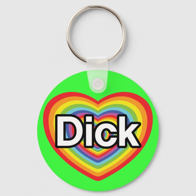 I love Dick: rainbow heart Keychain (Front)