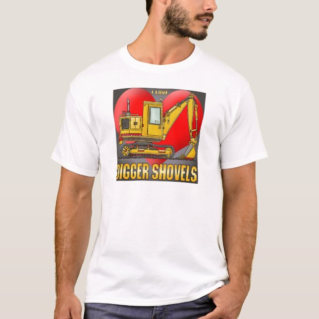 I Love Digger Shovels Mens T-Shirt (Front)
