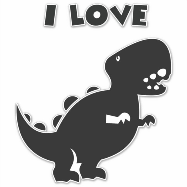 I Love Dinosaurs tyrannosaurus rex Silhouette Art  (Front)