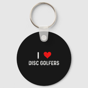 I Love Disc Golfers - Heart - Distressed Golf Golf Keychain