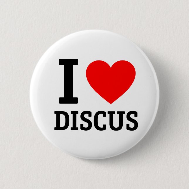 I Love Discus 2 Inch Round Button (Front)