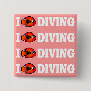 I Love Diving 2 Inch Square Button